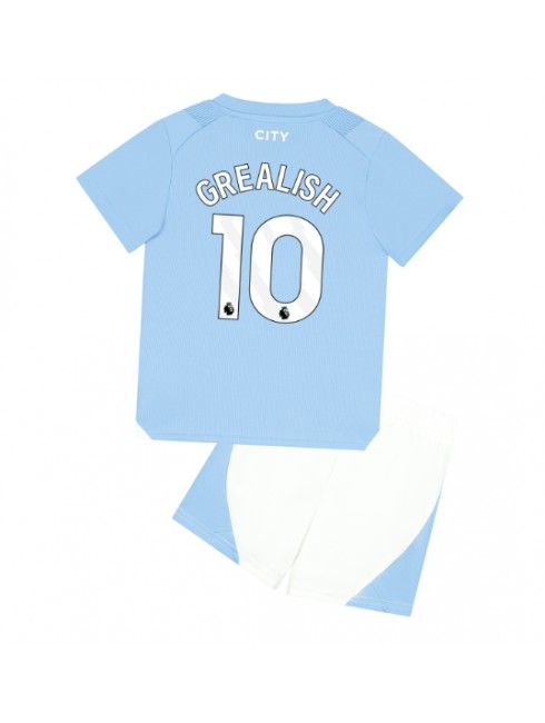 Manchester City Jack Grealish #10 Heimtrikotsatz für Kinder 2023-24 Kurzarm (+ Kurze Hosen)